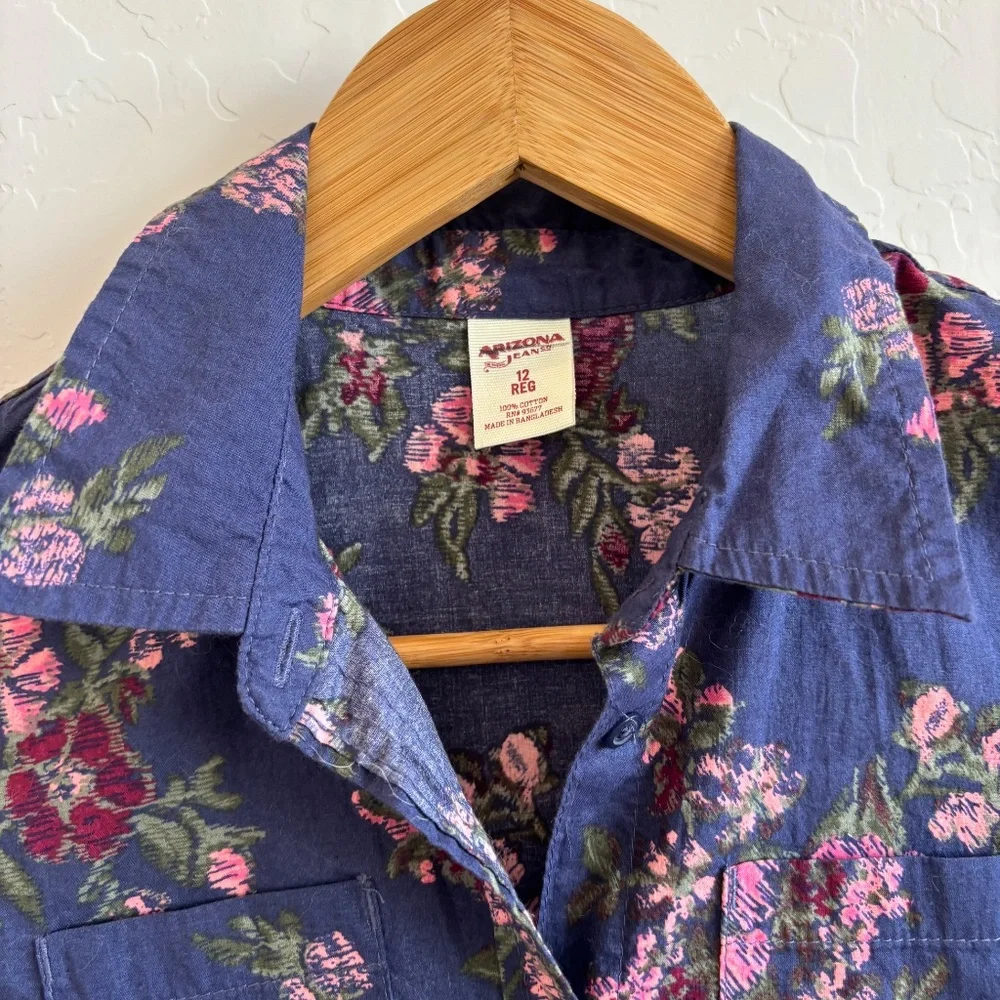 Arizona Jean Co floral Dress Navy Blue kids size 12, cottagecore, western, boho